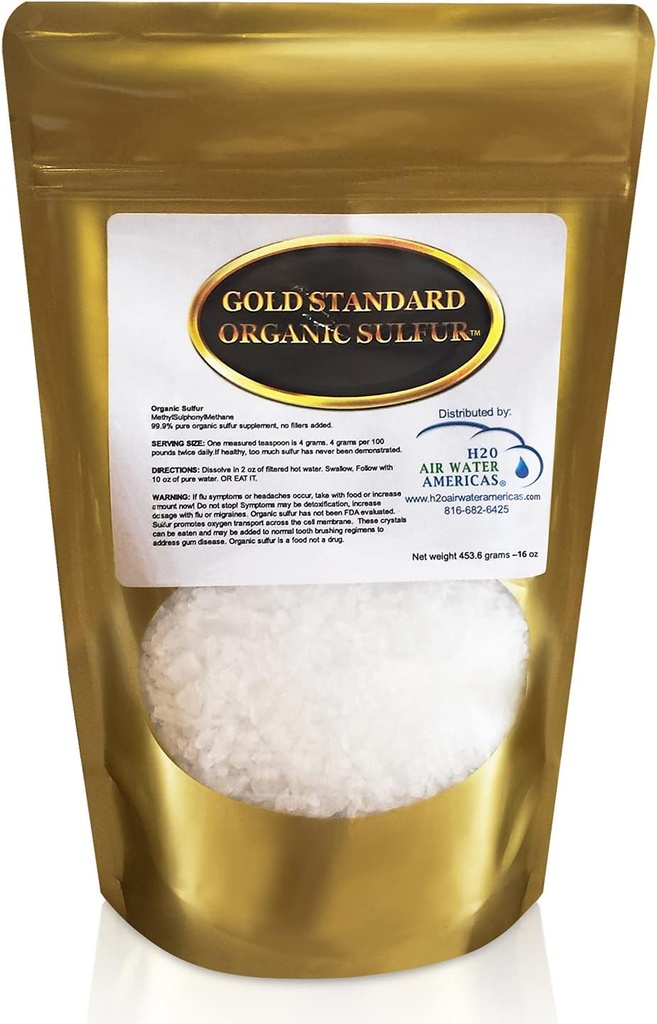 Gold Standard organski žveplo kristali 1lb - 99,9% Pure MSM - Visokoprašna MSM dodatek v prahu - Velika zrnata kosmiči - 3. stranka testirana za čistost