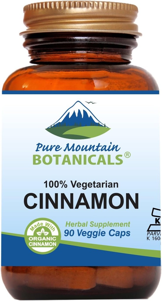 Pure Mountain Botanicals Kaneeli kapslid - Kosher Vegan Pills koos 1000mg Organic Cassia Cinammon Bark Supplement