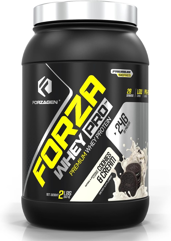 Forzagen Whey PROWb Protein Powder 24g de Protegining, Lumumum Wahey per Shakes i paletes per a homes i dones, BCAA, Galetes i Cream, 2 lb. (28 revings)