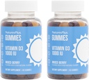 NaturesPlus gummies D3-vitamin 1000 NE, vegyes berry - 60 Gumies, csomag 2 - Promotes Bone Health & Immune Function - Vegan, Gluten Free, Non-GMO - 120 Összes szervrendszer