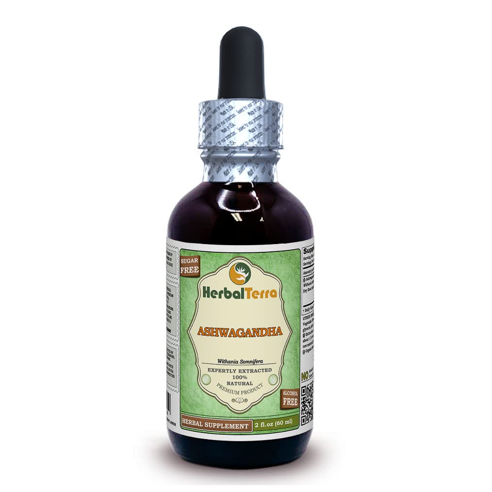 Herbal Terra LLC Ashwagandha (Withania Somnifera) Glycerite, Dried Root Alcohol-Free Liquid Extract 2 oz