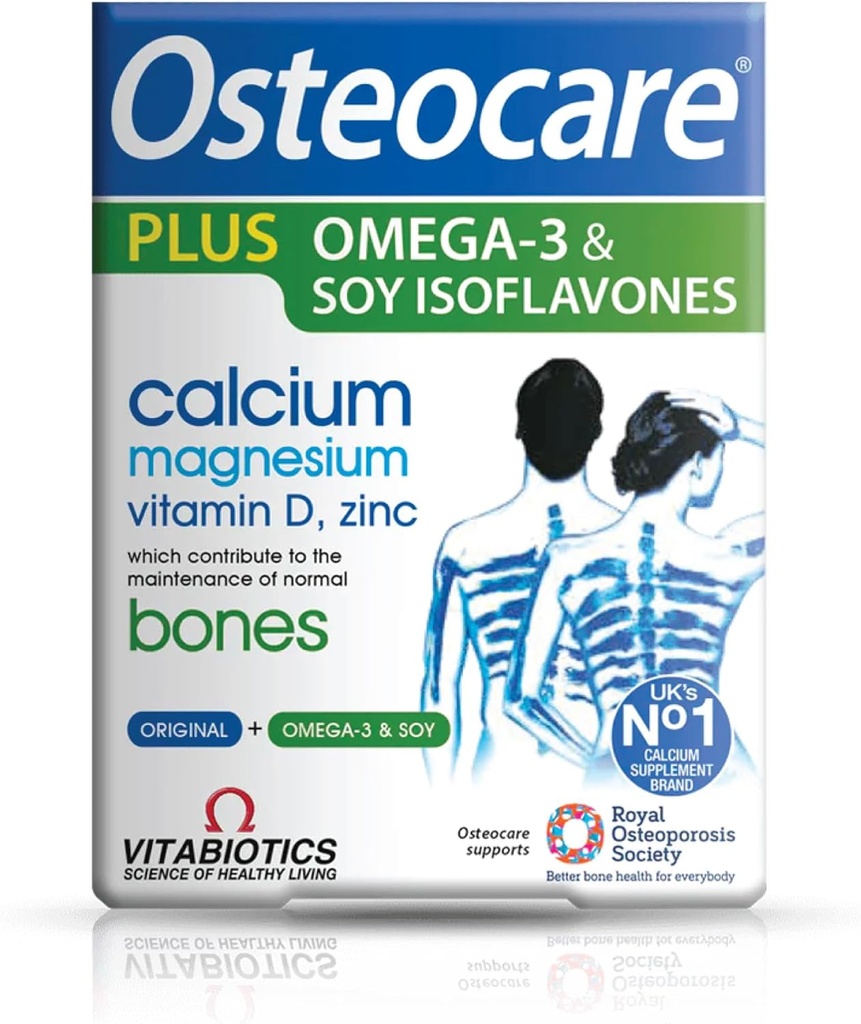 Vitabióticos Osteocare Plus 2-em-1 Fórmula - cálcio 800mg com vitamina D3, magnésio, zinco, e Omega-3 - Saúde óssea e imunidade Suplemento multivitamínico para homens e mulheres - 90 comprimidos