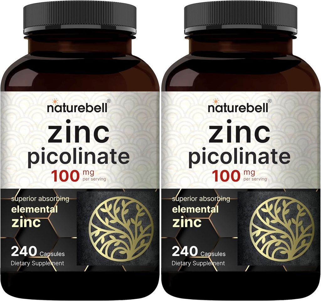 2 팩 최대 힘 아연 100mg의 아연 Picolinate 보충교재, 480의 캡슐, 효소 기능을 위한 아연 비타민 및 면역성이 있는 비타민 및 Immune 지원, 비 GMO 및 미국에서 만드는