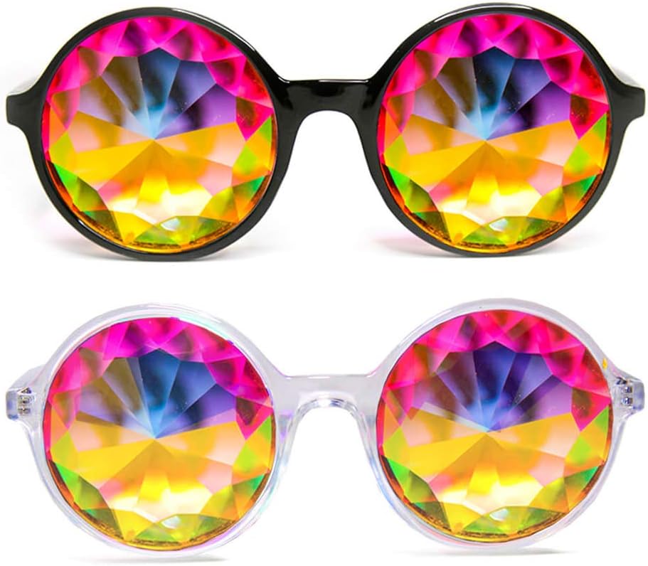 GloFX Kaleidoscope glasögon | Lätt Crystal EDM Festival Diffraction | 2 Pack Rave