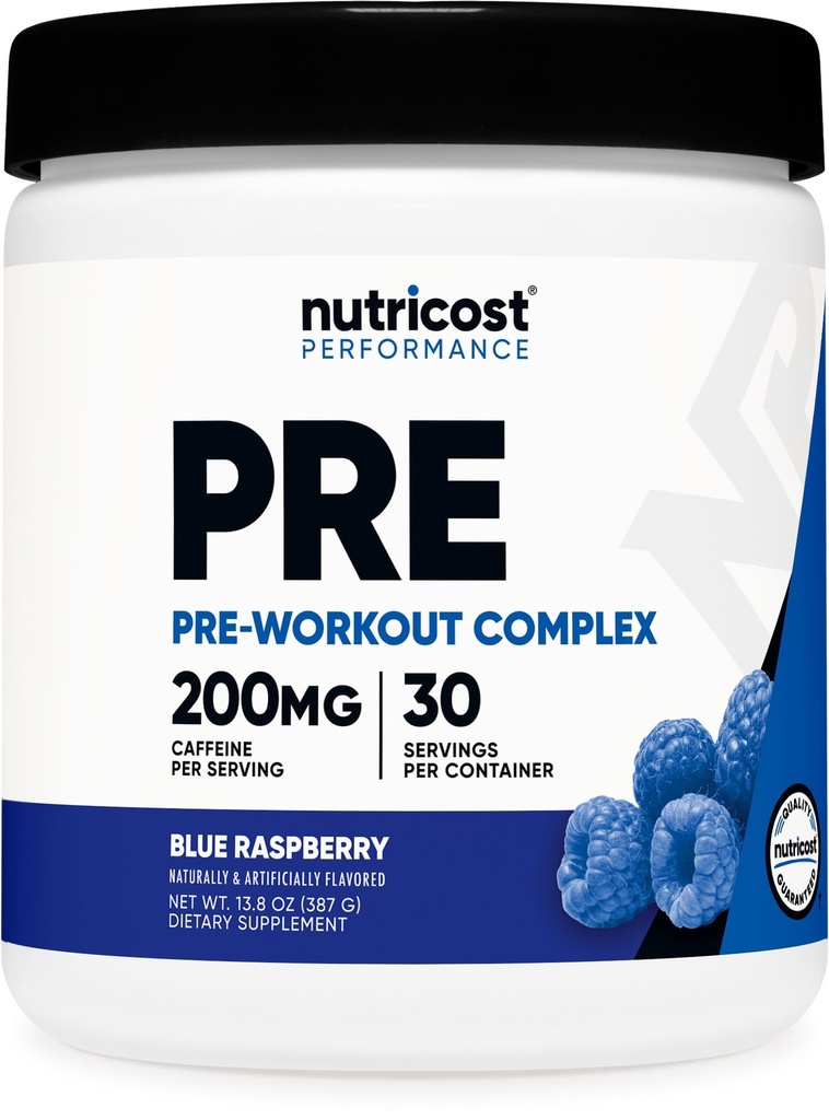 Nutricost Pre-Workout Complex Powder (30 Servings, Blue Raspberry) - Pre-Workout Supplement with Beta-Alanine, Taurine & Amino Acids