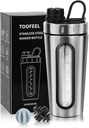 TOFEEL Shaker Sticles for Proteine Mixes 28 oz Inox Steel Proteine Shaker with 2 Mixing Ball, Not Stays Rece/Hot, Visible Window Metal Shaker Cups, Leakproof, BPA gratuit Sticla Shaker