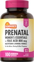 Sundance Multivitamínico Prenatal | con ácido fólico | 100 cápsulas de liberación rápida | 800 mcg | Non-GMO, suplementos gratuítos de glute para mulleres