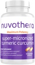 Nuvothera Super-Micronized Turmeric Curcumin Capsules 1-Month Supply Rapid Absorption, Whole Root, Non-GMO, Supports Joint, Skin, Gut Health & Antioxidants (60 Capsules)