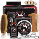 Otcov Deň Otcov Darčeky, Bradavice Kit pre mužov, Brada rast a grooming Kit w/Beard Oil Brad Balm Bridd Brush Brada Comb Nožnice, Narodeniny Dary pre mužov Manžel mu dedko priateľ syn brat