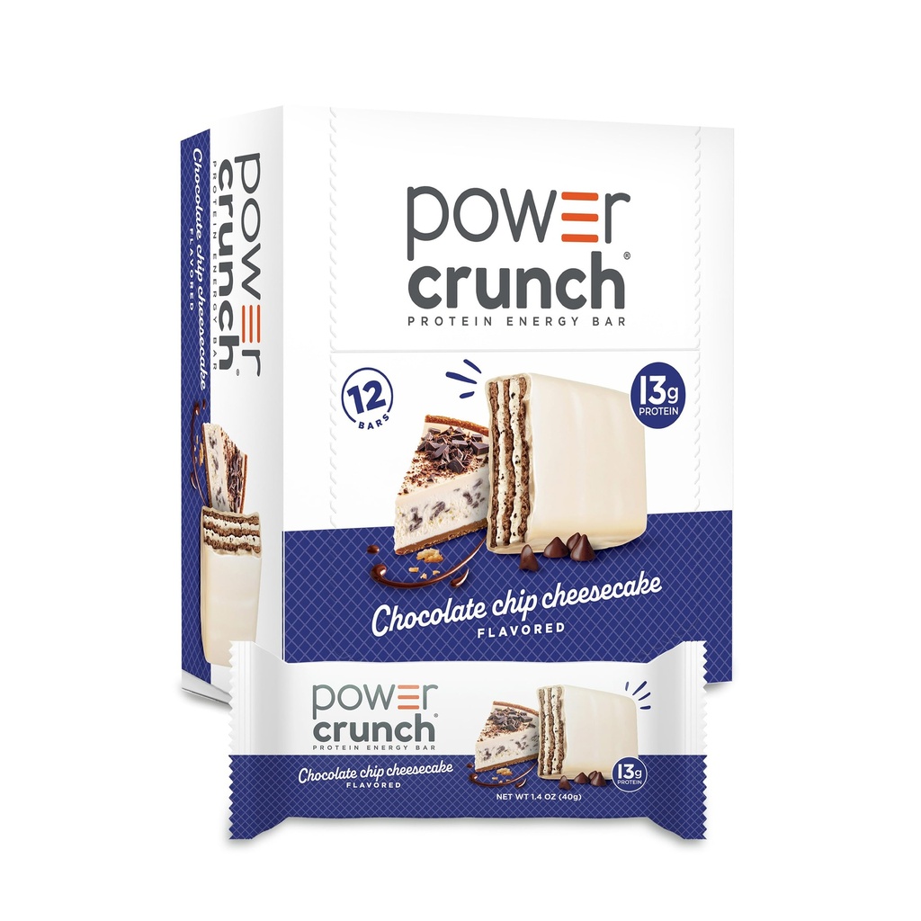 Power Crunch Protein Energy Wafer Bars, Chocolate Chip Cheesecake, 1.4 Ounce (12 Count)