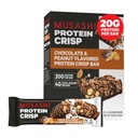 MUSASHI Protein Crisp Bar, 20g Protein, 4g Total Sugars, Σοκολάτα & Φυστίκι, Post Workout and Snack On The Go, 12 Pack of 2.1oz (60g) Bars