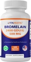 Vitamatic Bromelain 500 mg 2400 GDU/g, 180 Vegetarian Capsules, Made in USA | 2400 GDU/g, Enzyme Supplement, Supports Healthy Protein Digetion*, Non-GMO, Gluten Free