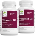 Terry Naturally Vitamin D3 - Bone Health & Bone Strength Support Supplement - Immune System & Brain Support - 5 000 IE Vitamin D tabletter med blandad Berry smak - 90 Tabletter (Pack av 2)