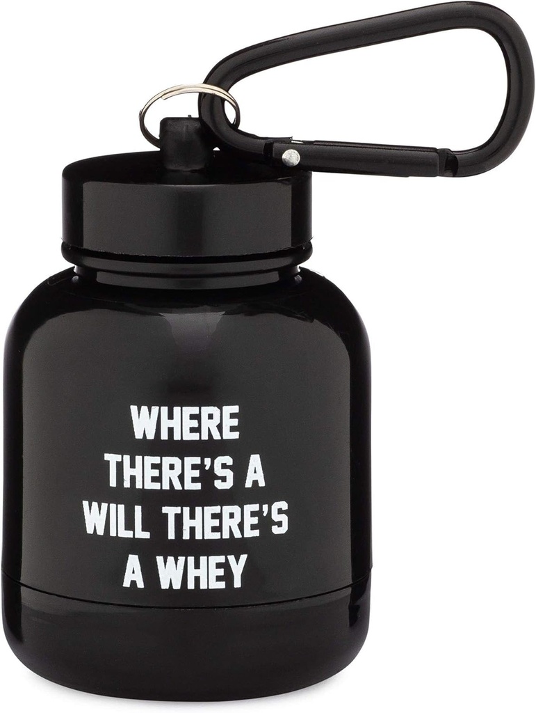 OnMyWhey - Protein Powder & Supplement Funnel Keychain, Portable To-Go Container for The Gym, Workouts, Fitness, & Travel - TSA approvato, Dove c'è una volontà c'è un Whey