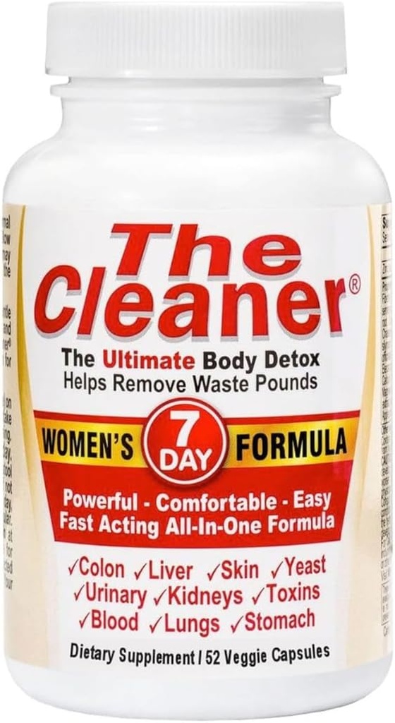 CenturySystemsBrand The Cleaner Detox, 52 Cápsulas, potente fórmula feminina de 7 días, completa de limpeza interna para as mulleres.