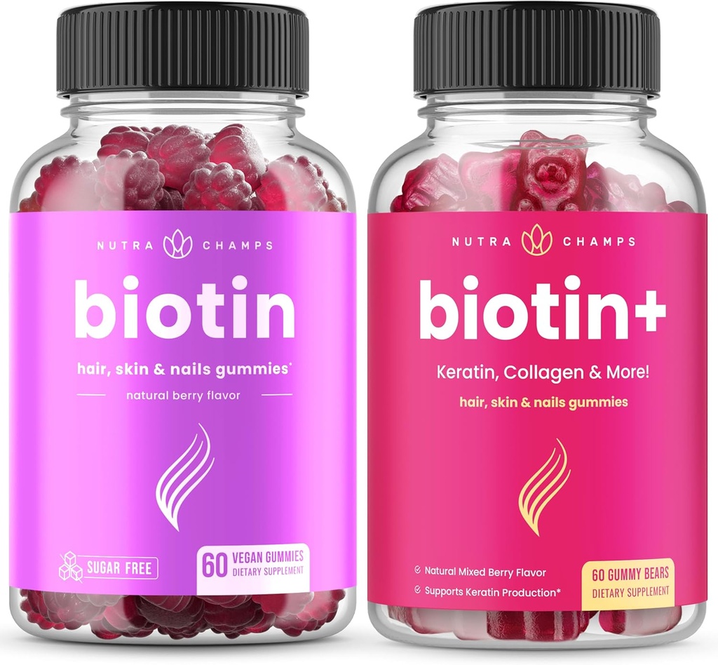 NutraChamps Complete Biotin Bundle для волос, кожи и ногтей Биотин и Биотин+