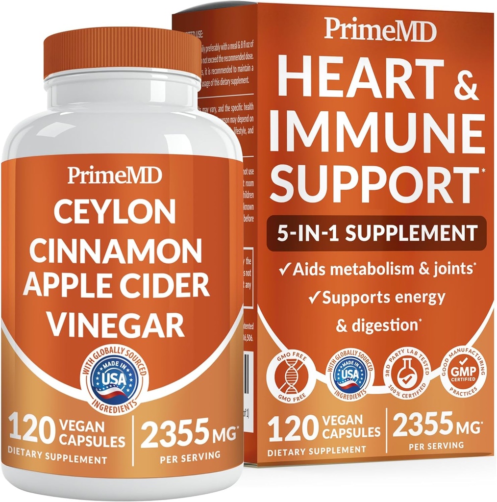 5-in-1 Ceylon Cinnamon kapselit 2355mg - Ceylon Cinnamon ja Apple Siideri Viinietikka Turmeric, Panax Ginseng, Kaneli, ja Bioperine, 120 t