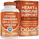 5-in-1 Ceylon Cinnamon Capsules 2355mg - Apple Cider Vinegar Capsules with Turmeric, Panax Ginseng & Bioperine - Cinnamon Supplements for Women & Men - Non-GMO, Vegan, Gluten-Free (120 Ct) (1-Pack)