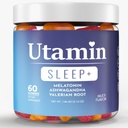 3 in 1 Organic Sleep Gummy-5 mg Melatonin,50 mg Valerian Root, 50 mg Ashwagandha-Multi Flavor 60 Count (1eko paketea).