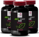 Gray hair supplement - ANTI GRAY HAIR COMPLEX - Hair tone, Color support, Anti gray hair, Color preservation, Gray tone balance, Lustrous hair, Vibrant shine, Color brilliance renewal 3Bot 180Caps