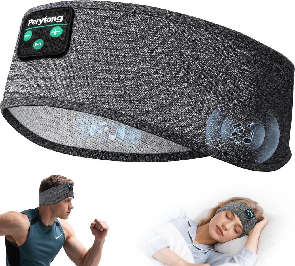 Perytong Sleep Headphones, Bluetooth Sports Headband Headphones with Ultra-Thin HD Stereo Speakers Perfect for Sleeping,Workout,Jogging,Yoga,Insomnia, Air Travel, Meditation