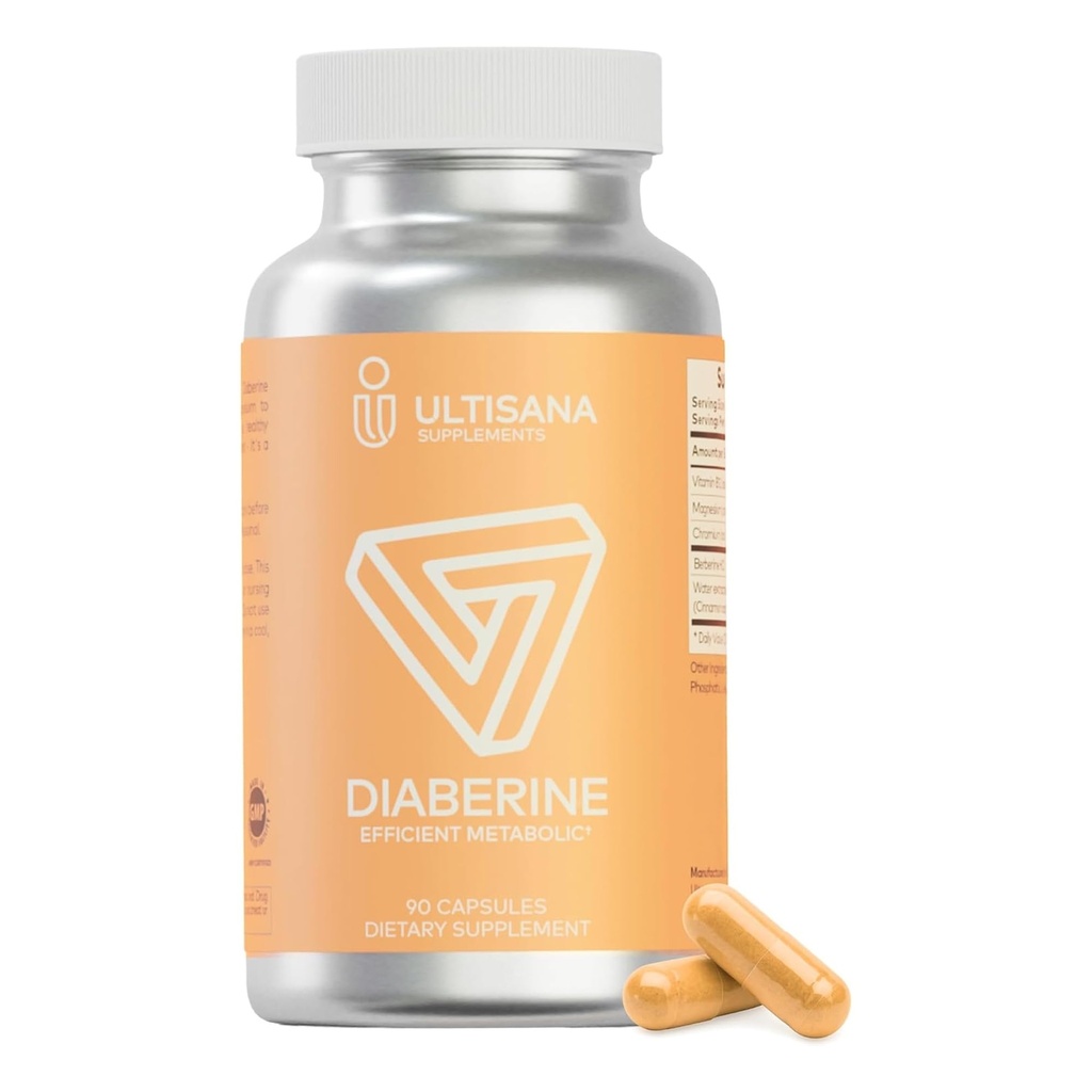 Diaberine Berberine HCL 500mg with Vitamin B12, Magnesium & Chromium| Supports Heart & Immunity | Metabolism & Energy Support Supplement | Metabolic Wellness, Vegan & Non-GMO - 90 Capsules
