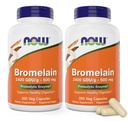 Now Bromelain 500 mg, 200 Veg Capsules (Pack of 2) Supplement - Non-GMO, Vegan 500mg Caps