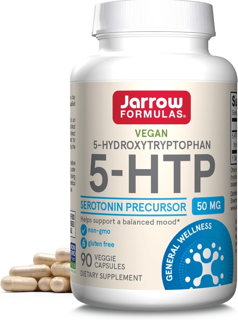Jarrow Formulas® 5-HTP, 100 mg, Серотонин Precursor, 90 Veggie капсули, 90 Day Supply