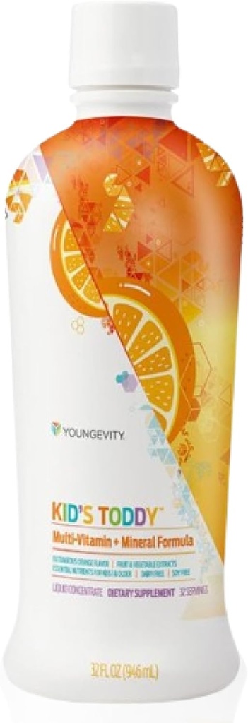 Youngevity Kid's Toddy™ - Mega Multivitamin for Kids & Children Age 2+ - 14 Vitamins, 10 Minerals, Phytonutrient Blend - Highly Absorbable - Great Tasting Orange 32 Fl Oz (Pack of 1)