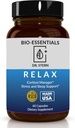 BIO-ESSENTIALS, Relax-Doctor formulated: Manages Stress, Promotes Deep Sleep, Improves Mood-W/Organic Holy Basil, Zinc, Magnesium, Vitamin B6, Magnolia Bark, L-Theanine, Vegan-Made in USA-60 Caps