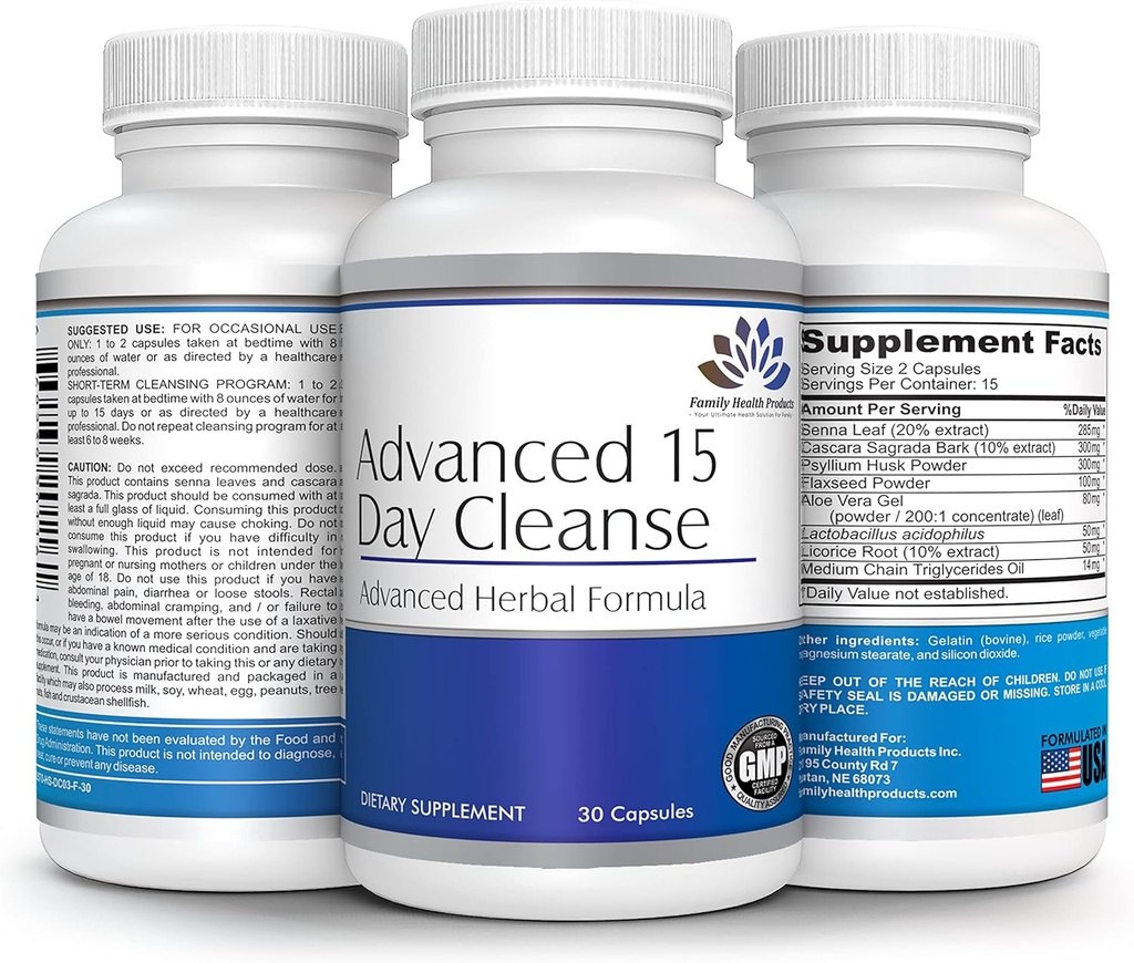 Colon Cleanse - Detox piliulės moterims ar vyrams, 15 dienų priedas su probiotikų priedu Superfood 15-Dienos Valytuvai sveikai Bowel Judrumas ® 124; 30 kapsulės, 15 Paslaugos