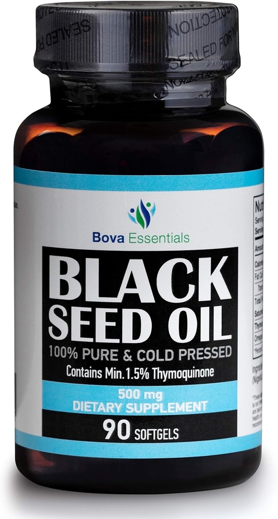 HalalEveryDay Organic Black Seed Oil - USDA Certificato Cold Pressed Glass Bottiglia Oltre 1.5% Thymoquinone 3X Forza Turco Cumin Nero Nigella Sativa Non-OGM 100% Pure Blackseed Oil (Capsules)