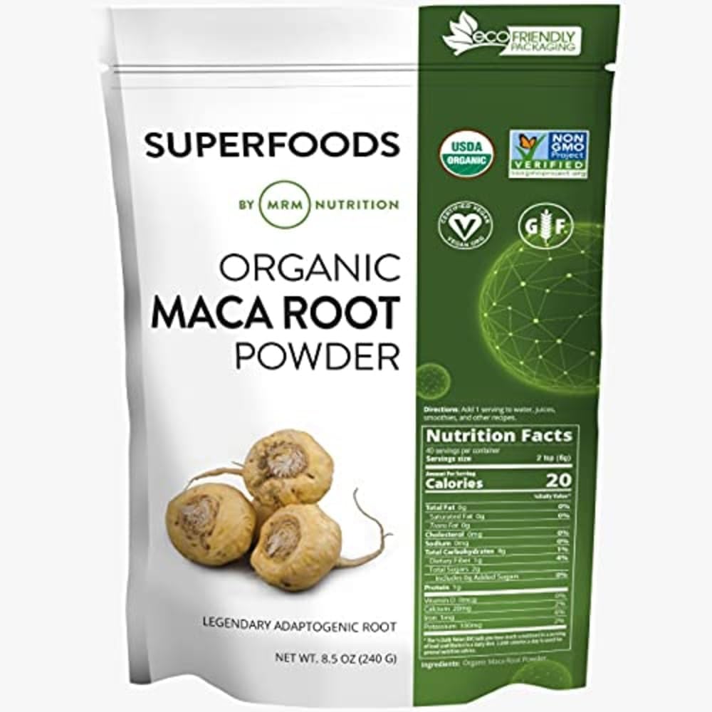 MRM Elikadura Organikoa Maca Root Powder | Superfoods | Adaptogen | Gluten-Free + Vegan | 40 zerbitzari