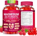 Magnesium Glycinate Gummies 600mg, Sugar Free Magnesium Gummies untuk Orang dewasa dengan L- Thronate, Suplemen Potnaleus Chewable untuk Dukungan Tubuh, Tidur dan Relaxation, 120 Count