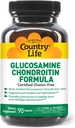 Country Life Glukosamine Chondroitin 1500mg/1200mg - Støtter felles helse og smøremidler - opprettholder sunn Cartilage, Tendon, Joint Vessue - Glutenfri, Ikke-GMO - 90 kapsler - for voksne