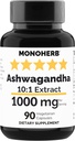 AHONERB Ashwagandha va extreure 1000 mg - 90 Vegetarian Capsules