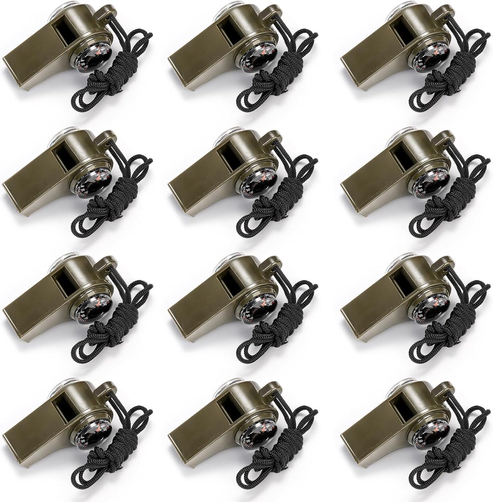 Krol 12 Pack Safety Whistles for Adults, Loud Emergency Whistles with Lanyard for Boating, Hiking, Camping, and Climbing