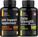 Bone and Joint Fortification - Joint &quot; Knee Support Supplements, Bone Strength Supplements - Turmeric Glucosamine Chondroitin MSM 800mg 60pcs and Calcium Supplement 500mg 90pcs