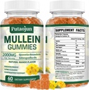 Mullein Gummies for Lung Cleanse | Inmune laguntza organikoa | 2000mg Arnasketa Osasun Gummies | Mango Flavor, Ez-Sticky | Lung Health, Sinus Relief | Mullein Leaf Extract | 1 Pack