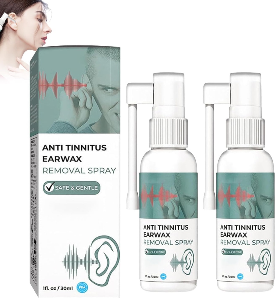 Spray de Restauração Auditiva, Anti Tinnitus Earwax Removal Spray, Earwax Cleaning Spray, Tinnitus Spray para Ear (2PCS)