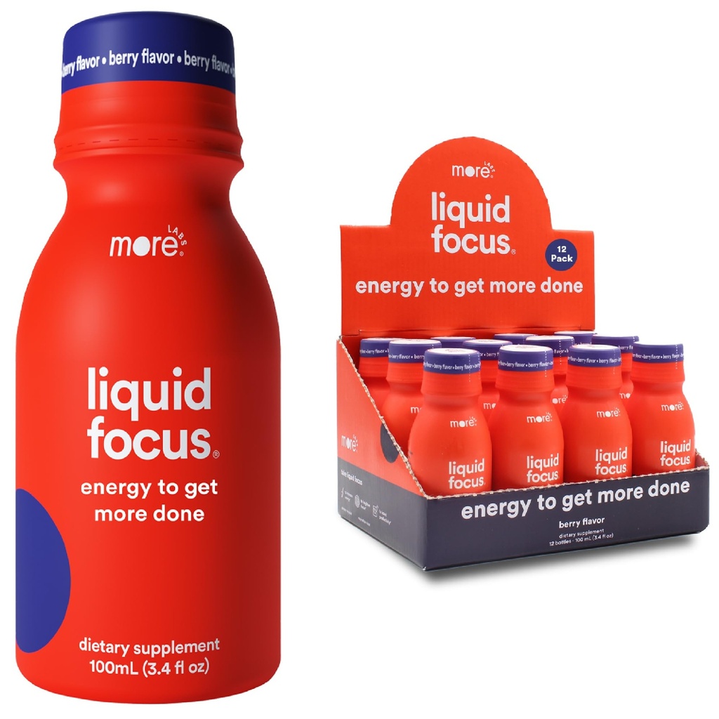 More Labs Liquid Focus, Nootropic Smart Drink with Powerful Antioxidants & Adaptogenic Herbs for Energy and Concentration, 150mg Caffeine (Pack of 12)