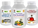 ANDREW LESSMAN 3 Product Eye Health Bundle - 360 Softgels Всяка от Ultimate Eye Support, Maximum Essential Omega-3 и Complete Tocotrienols. Популяризира и подкрепя здравето на очите.