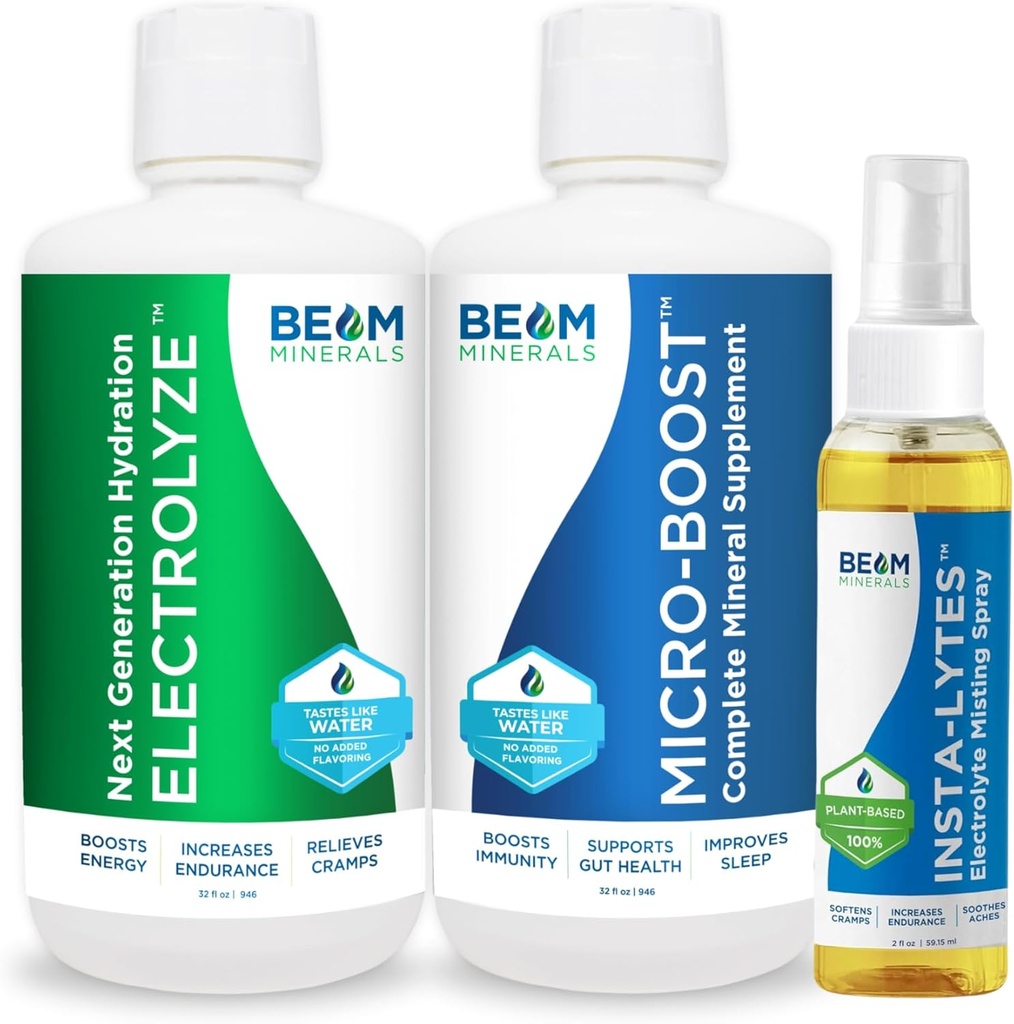 Beam Minerals Micro- Boost Humic Mineral Blend & Electrolyze Płyn i Lytes Natural Liquid Electrolytes 2oz