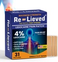Re-Lieved 4% Lidocaină Patches Putere maximă - Aluminum-Free, Resistent de apă și Statele Unite ale Americii Made -Superior Sticking Pain Relieves Petice rapid Retrage, articulații și dureri musculare 3x6 Inches (31 Conte)