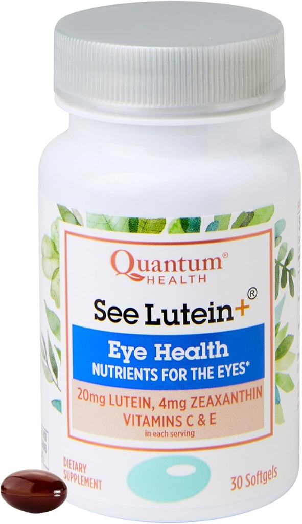 Quantum Health Se Lutein + Eye Care Supplement Hjælper Støtte Samlet Eye Health som du alder - Lutein 20mg Zeaxanthin Plus Vitaminer C & E Daglig ernæring for kvinder & mænd - 30 Softgels