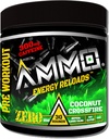 AMMO ® Energy ReloadsTM Pre Workout Powder - 300mg Кофеин Zero Sugar Vital Aminos and Electrolytes No Artical Flavors or Coconut Crossfire