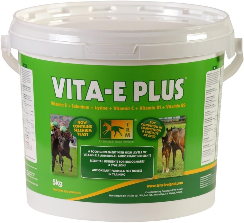 TRM Vita-E Plus Equine Horse Feed Supplement | Vitamin E och Antioxidanter - 11 lb (5kg) - 11 lb