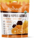 Honey and Propolis Lozenges Orange Flavor, Freshens Breath - Soothes a Throat - Immune 支持维生素C,维生素D和锌,20 伯爵