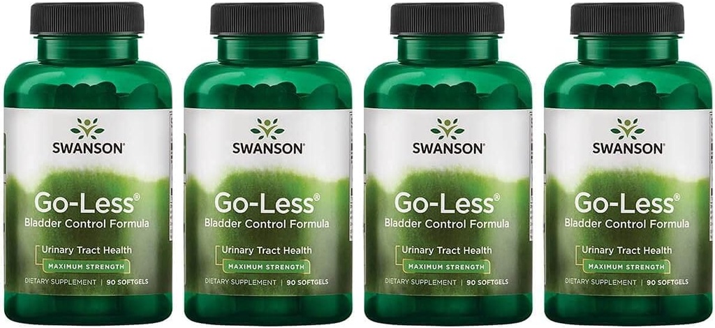 Swanson Go-Less Bladder Control Formula - Promocija Zdravje sečil in zdravo Bladder Podpora - Naravni dodatek za odrasle z ekstraktom bučnega semena - (90 Softgels) 4 Pack