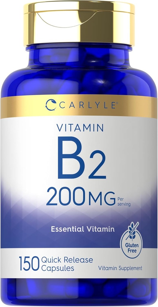 Carlyle Vitamin B-2 | Riboflavin | 200mg | 150 greve | Vegetarisk, icke-GMO & Glutenfri Essential Supplement